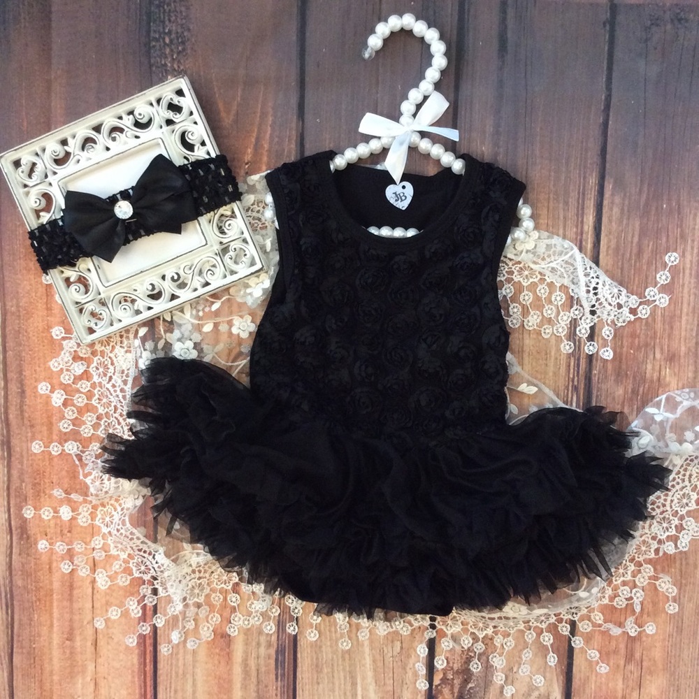 Boutique Baby Girl Rosette Romper Dress
